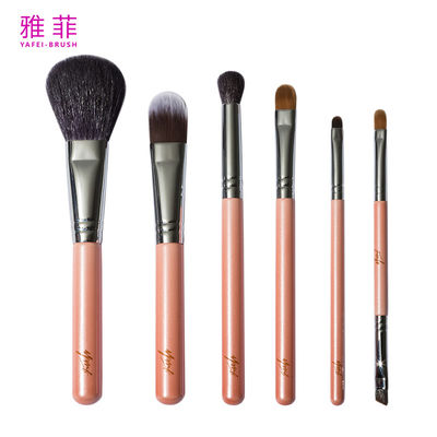 062830 Стильная медная решетка 6PCS Маленький макияжный щетка набор с хранилищем